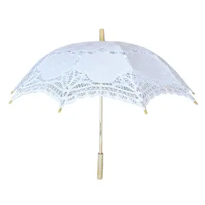 高品质女士太阳刺绣白色蕾丝新娘婚礼遮阳伞装饰雨伞