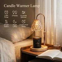 Lampe chauffe-cire sans flamme en verre gaufré goutte d'eau, 3 couleurs, 4 niveaux de luminosité, minuterie automatique 2-8H, avec 2 ampoules GU10