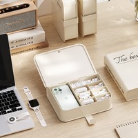 Organizador de Cables de Escritorio Moderno de Gran Tamaño, Caja de Almacenamiento de Plástico con Diseño Dividido y Tapa, Gestión de Cables Ordenada