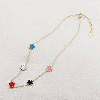 Tréboles de concha de moda Collar de flores de cinco hojas Acero inoxidable cinco hojas joyería de trébol de la suerte Collar de flores para mujer