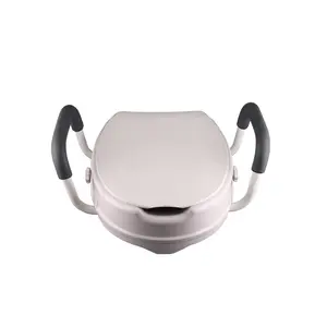 Raised Toilet Seat with Arms - For Elongated Toilets Elevated Toilet Riser with Removable Padded Handles Easy On and Off