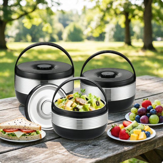 Factory Wholesale Large Food Warmer Capacity 2-5-9-16L 4-piece Stainless Steel Large Pots Black Color Classic Kitchen Pots