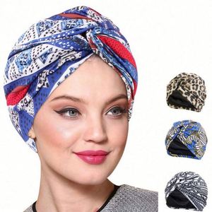 Gorro con Estampado Africano y Lazo en la Parte Superior, Forro de Satén, Turbante Unisex para Deportes, Playa y Fiestas, Accesorios para el Cabello - Product Image 1