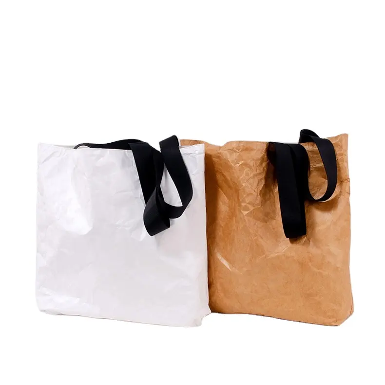 Benutzer definiertes Logo Wasserdichte wasch bare braune beschichtete Tyvek-Papier-Einkaufstasche