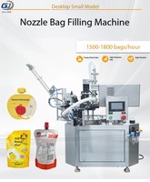 Machine automatique de remplissage et de bouchage de petits sachets pour liquides, pâtes, boissons, huiles comestibles et beurre de cacahuète