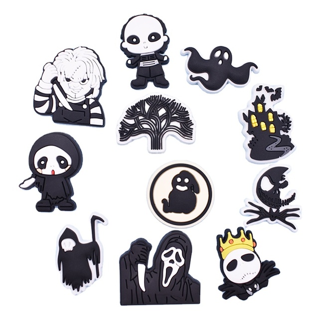 New Custom Halloween PVC Shoe Charms Jibitz Ghost Bat Spider Kinds Shapes Buckle Decorations Clog Charm Party Favors Customized