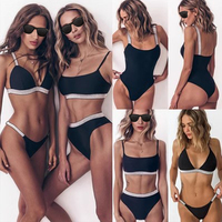 Huili Badmode Fabrikant Op Maat Badpakken Bikini Sets Effen Design Op Maat Gemaakte Logo Bedrukt Strandkleding Mesh Zwart Badpak
