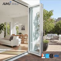 Puertas Plegables Blancas Certificadas por NFRC, Puerta Plegable de Aleación de Aluminio Francesa para Balcón, Villa, Puertas Plegables Modernas de Vidrio