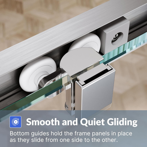 Cabine <span class=keywords><strong>de</strong></span> <span class=keywords><strong>douche</strong></span> d'angle coulissante avec cadre, verre transparent et finition nickel brossé, gain <span class=keywords><strong>de</strong></span> place pour salle <span class=keywords><strong>de</strong></span> bain - Product Image 5