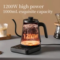Bouilloire électrique à col de cygne haute puissance 1200W, chauffe rapide, contrôle de la température, cafetière en acier inoxydable, théière à goutte pour la maison