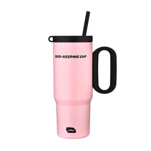 Stock 24Oz 750Ml 316 Stainless Steel Insulated <b>Large</b> Capacity Stylish Water Bottle Portable Car Tumbler <b>Cup</b> With Straw Handle - Product Image 2