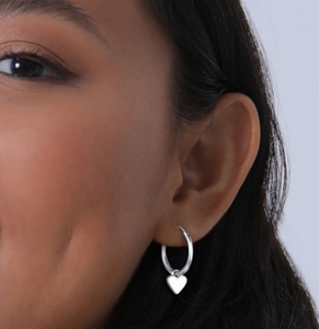 Bijoux Inspire, boucles d'oreilles créoles en acier inoxydable de haute qualité, cœur, commerce extérieur, bon bijou d'anniversaire pour femmes - Product Image 2