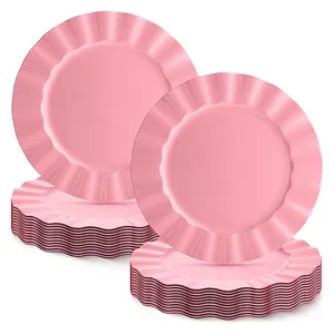 Ladesc halen Bulk 13 Zoll Pink Plastic Wieder verwendbare Hochleistungs-Ladegeräte für große runde Abendessen mit überbackenem Rand für Hochzeiten