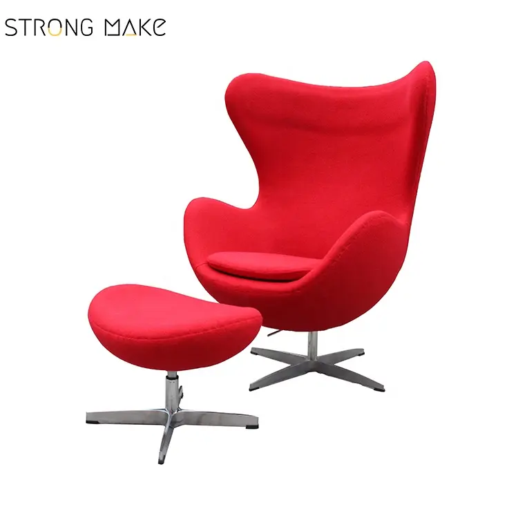 2019 Mid century classic designer furniture red cashmere swivel chair lounge chair ottoman