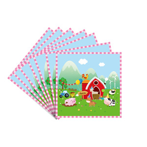 Vaisselle de fête sur le thème de la ferme, assiettes en papier, gobelets, serviettes, nappe, ensemble jetable pour enfants, anniversaire, 60-80 pièces, respectueux de l'environnement - Product Image 2