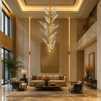 Lámpara de Techo Colgante LED JYLIGHTING Art Deco con Diseño de Hojas Doradas Hechas a Mano para Restaurante o Banquete