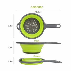 Passoire de cuisine pliable avec poignée, en silicone de qualité alimentaire, passoire de cuisine gain de place, passoire pliable - Product Image 2