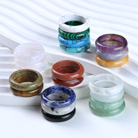 Anneaux en pierre naturelle en gros JD GEMS, anneaux lisses en agate multicolores, œil de tigre, aventurine verte