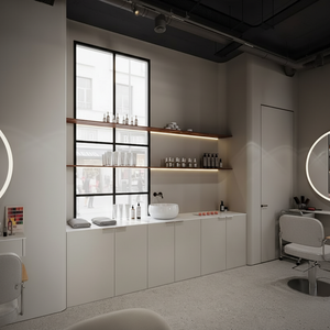 Bar à coloration capillaire commercial en bois au design moderne avec station miroir de beauté, mobilier portable et durable, origine Turquie, emballage postal - Product Image 3