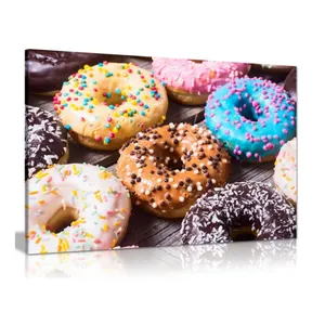 Colourful Frosted Doughnuts Cafe Coffee Shop Canvas Wall Art Picture Print kitchen restaurant Decor Painting Wall Art