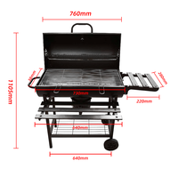Table d'appoint pliable pour barbecue extérieur, chariot à charbon de bois pour jardin, fumoir, grill barbecue avec revêtement en poudre