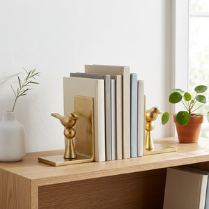 AK Brass Gold Finished Bird Metal <b>Bookends</b> Set Of 2 Customized Decorative Book Ends for Table Shelf Home Office Decor - Product Image 2