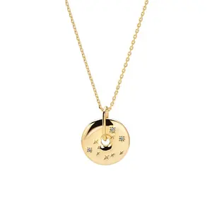 Ilskye-collar con colgante giratorio de disco del zodiaco, mini diamante 925, Estrellas de Plata 12