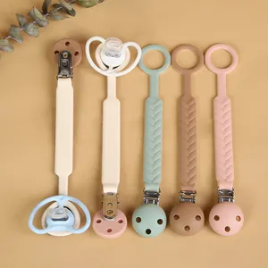 Clip per ciuccio in Silicone per bambini con catena per succhietto con Clip in metallo personalizzata all'ingrosso di nuovo Design