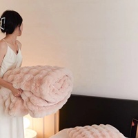 Couette moderne épaissie en polyester tricoté 100 % écologique, double épaisseur, chaude pour l'hiver et toutes les saisons