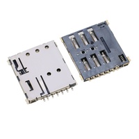 Connecteur Mini Femelle Nano SIM Ultra-Mince CD PIN 7P pour PCB, Coque SUS, Contacts en Alliage de Cuivre, Courant Nominal 0.5A, 5000