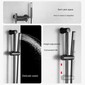 Sınır ötesi yeni basit kaldırma duş başlığı soğuk sıcak karışık su tabancası gri pirinç musluk yumuşak sprey desen fırçalanmış yüzey - Product Image 2