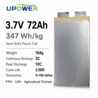 Power Energy ULi 3.7V 72Ah 347Wh/kg 10C Sel Lithium-ion Semi-solid State Berdensitas Tinggi untuk Pengosongan Daya UAV FPV EVTOL Drone