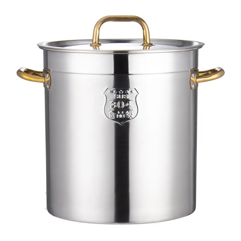 Induction Cooker 304 Stainless Steel Soup Barrel Thickened Metal Commercial Cooking Soup Stock Pots Grain Storage Bucket