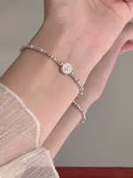 FY-SL273 925 Sterling Silver Tulip Bracelet Perlé Fleur Fille Niche Conception Cordon Élastique Personnalisé Bracelet De Mode
