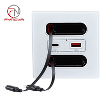 Prise USB Fynova avec câble de charge télescopique 20W, prise de courant Type-C, prise murale universelle USB pour bureau, hôtel