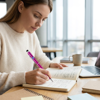 Stylo bille de luxe fin et coloré, 2-en-1 avec fonction tactile, en métal, personnalisable avec logo, idéal pour cadeau – Meilleures ventes