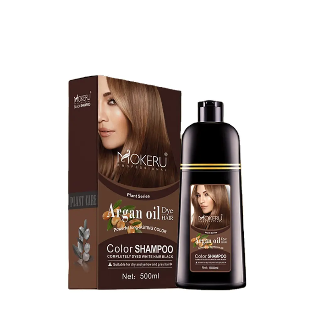 Ingredientes herbales naturales sin amoníaco Semipermanente 3 en 1 100% Grey Coverage Hair Color Dye Shampoo para mujeres y hombres
