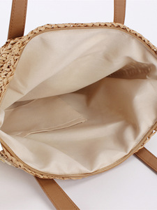 Generation Hair Fashion Simple Hollow Color Stripe Beach Bag Large Capacity Shoulder Bag Woven Bag Zipper Closure Tanjing - Product Image 3