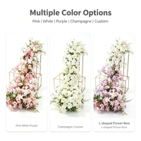 Décoration de scène de mariage, arche, fenêtre, rangée au sol, rangée de fleurs artificielles en cascade de couleurs mélangées, chemin floral en roses de soie et hortensias
