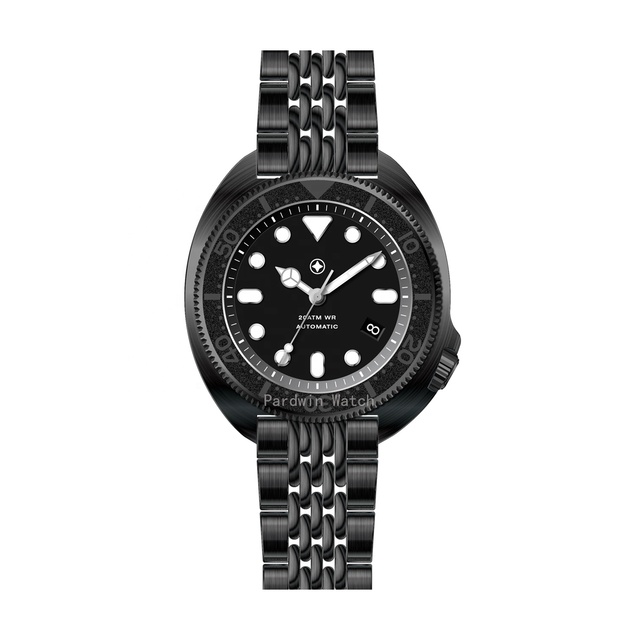 Luxury Automatic NH35 Date Display PVD Black 316L Stainless Steel Sapphire 20ATM Diver Watch OEM ODM Japan Luminous Seiko