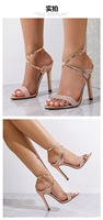Sandales à talon épais et bout ouvert avec bride cheville, design boucle, pour femme, été, soirée, chaussures habillées, nouvelle collection 2026, prix abordable, vente chaude