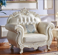 Venta al por Mayor de Sofás Europeos de Madera Maciza 321, Sofá Real de Lujo Dorado, Sofá de Cuero Genuino, Conjuntos de Sofás para Sala de Estar