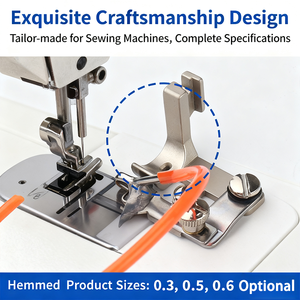 Piedino Industriale Universale F502 per Orlatura a Soffiaggio d'Aria |   Piedino Pneumatico con Bordo Curvo per Chiffon di Seta |   Bordatrice per Cuciture Strette - Product Image 6