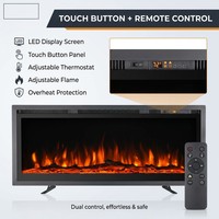 Cheminée électrique murale de 40, 50, 60 pouces avec manteau décoratif, flamme LED simulée, bouton tactile et télécommande, économe en énergie