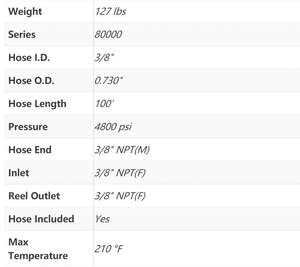 81100 <span class=keywords><strong>OHP</strong></span> - 3/8 pulgadas REELCRAFT-carrete de manguera de alta resistencia, barra de 100x276 pies, - Product Image 2