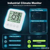 Transmitter Suhu dan Kelembapan Rumah Kaca 4-20mA Sensor Lingkungan dengan Layar LCD yang Dipasang di Dinding