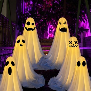 Décorations d'Halloween Grands fantômes effrayants lumineux avec lumière LED Décor de fantômes effrayants debout pour porte d'entrée Porche Yard Party - Product Image 2