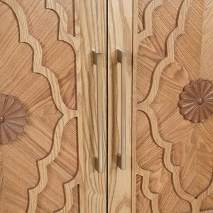 Carved Flower Door Solid Wood Modern Large Storage Cabinet with Handle Suitable <b>for</b> Living Room <b>Kitchen</b> Entryway - Product Image 5