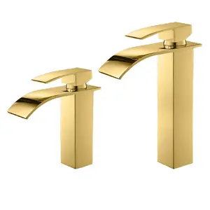 Torneira Baixa Banheiro Matte Black Single Handle Basin Faucet Gold Waterfall Bathroom Faucet Torneira Misturador Monocomando Baixa Banheiro