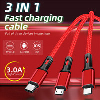 Cable de Carga Rápida Universal 3 en 1 SDL OEM, 3A, Triple Puerto USB/Micro-USB/Tipo-C, Sincronización de Datos de Alta Velocidad, PVC Trenzado